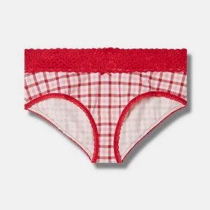 Torrid Cotton Mid-Rise Cheeky Lace Trim Panty
